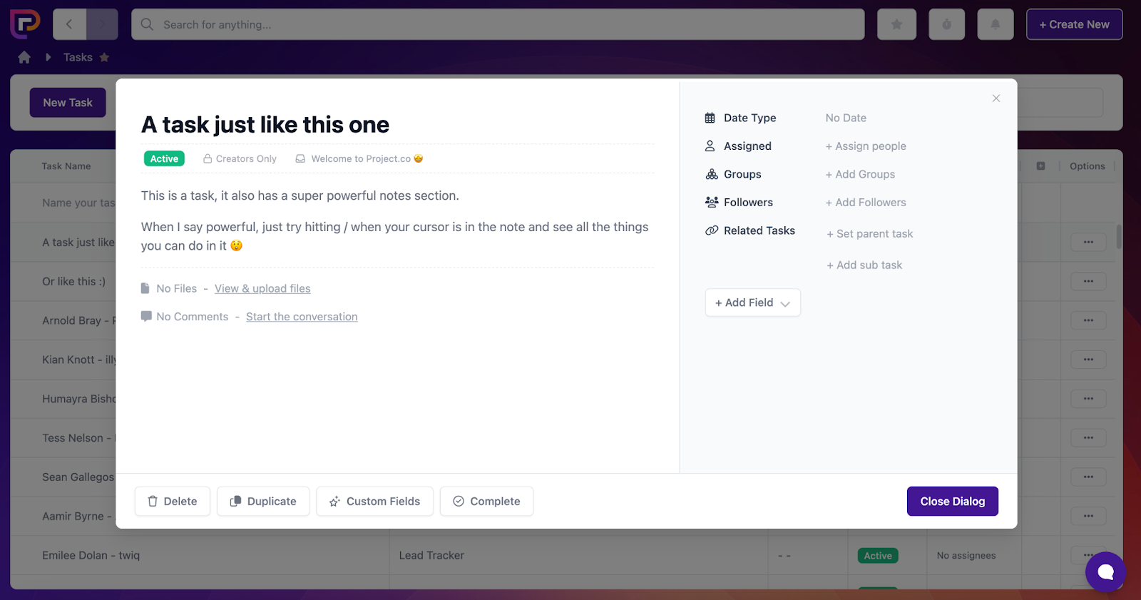 Project.co tasks